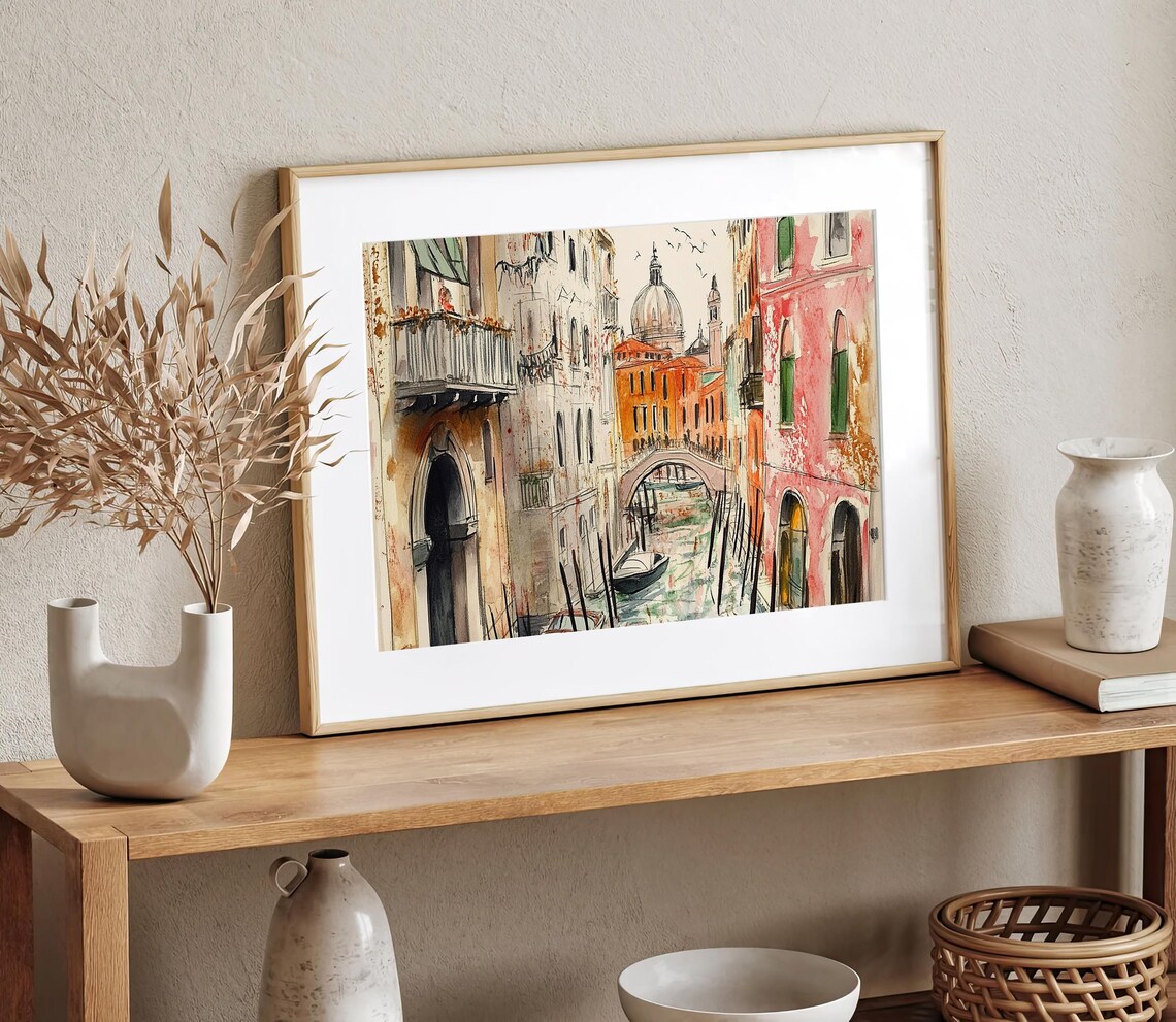 Venice Watercolor Art Print, Italian Cityscape - Image 2