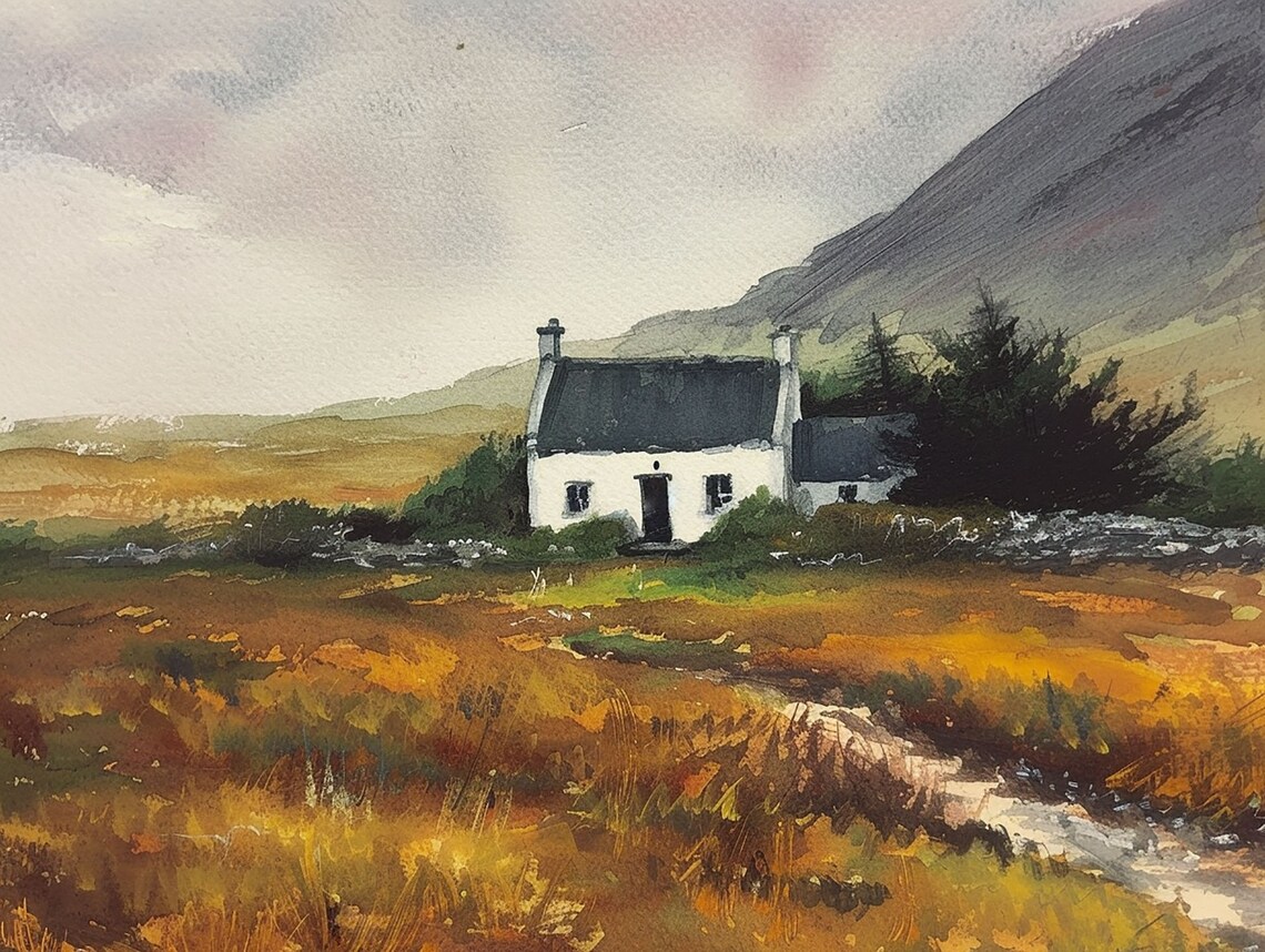 Slieve League County Donegal Art Print, Irish Cottage