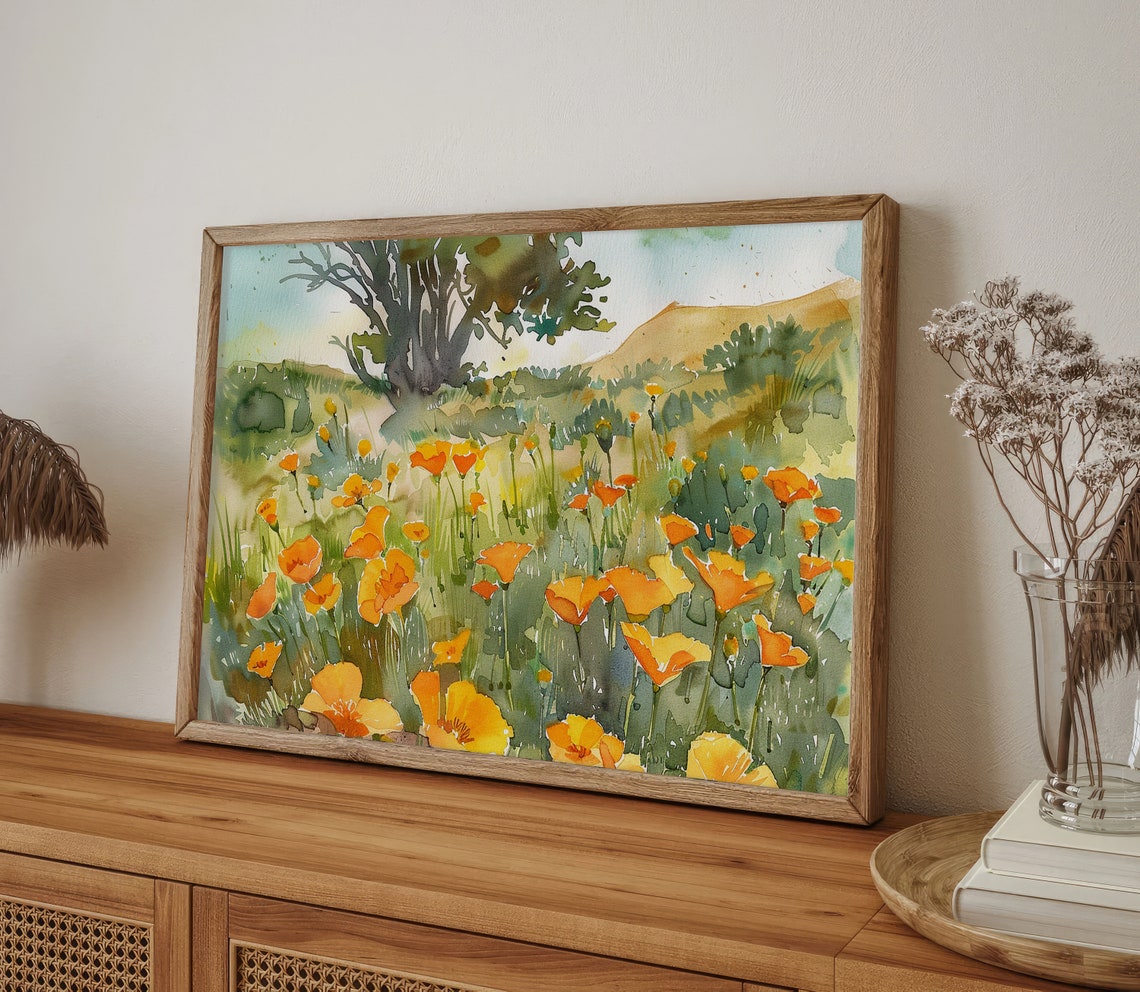 Vibrant California Poppy Field Under Golden Afternoon Light Poster - Image 5