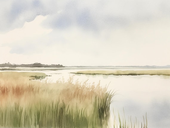 Charleston Lowcountry Marsh Watercolor Art Print