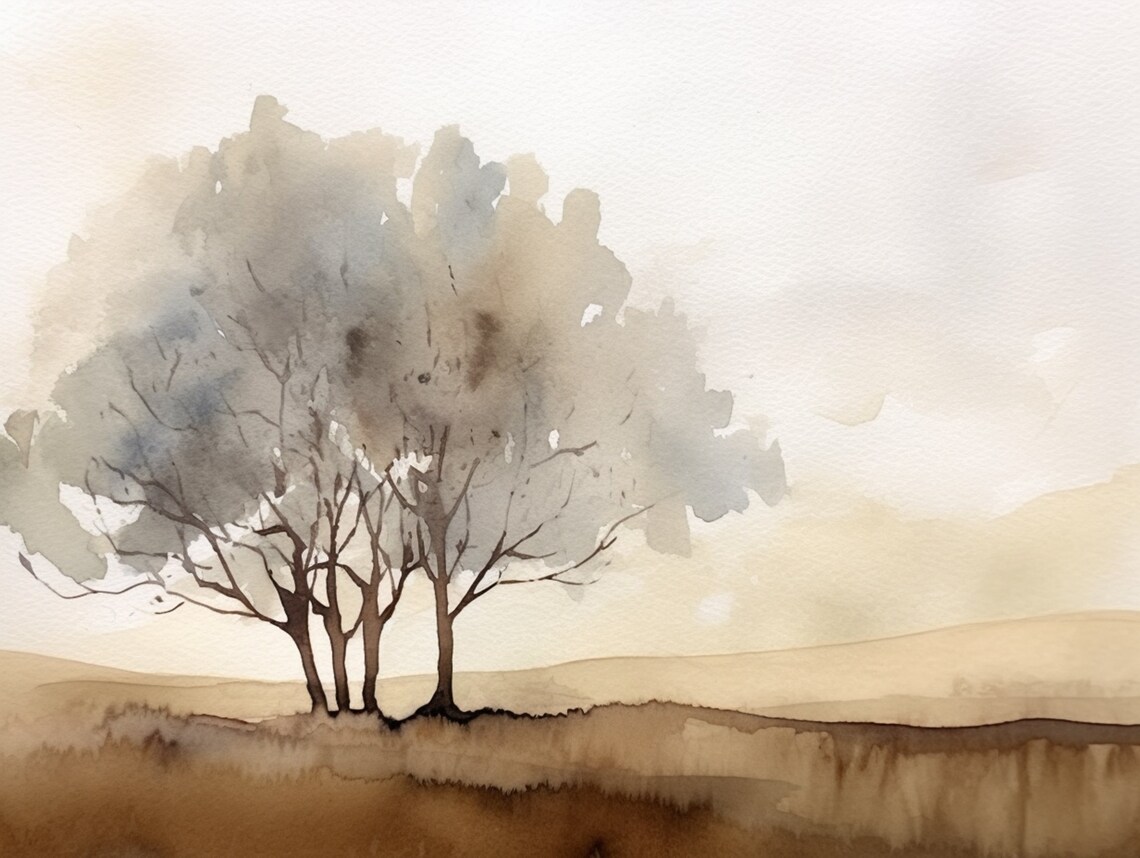 Abstract Tree Landscape Watercolor Art Print