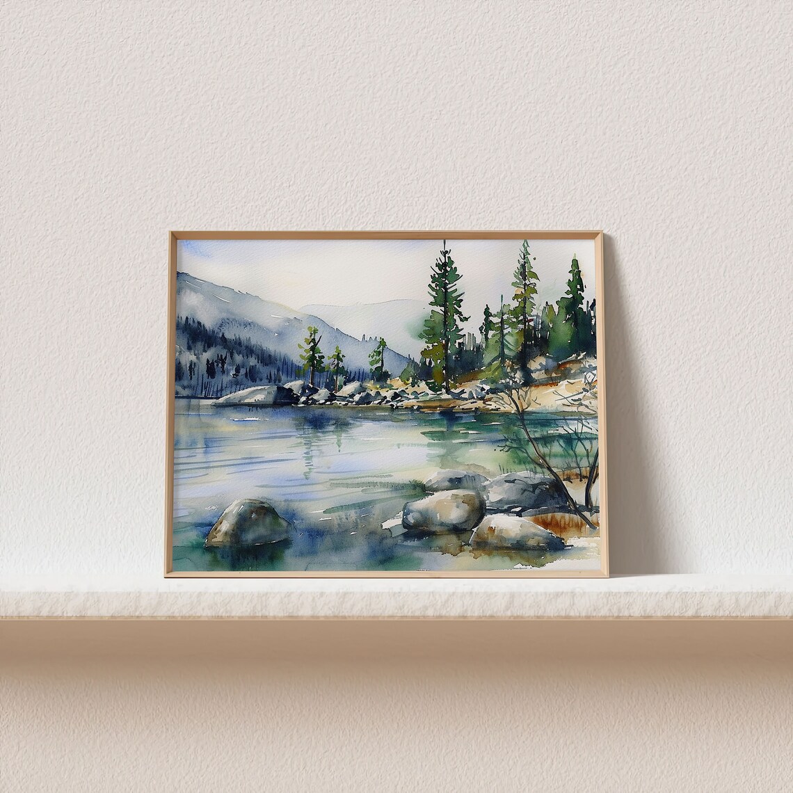 Lake Tahoe Watercolor Art Print, Mountain Lake - Image 3
