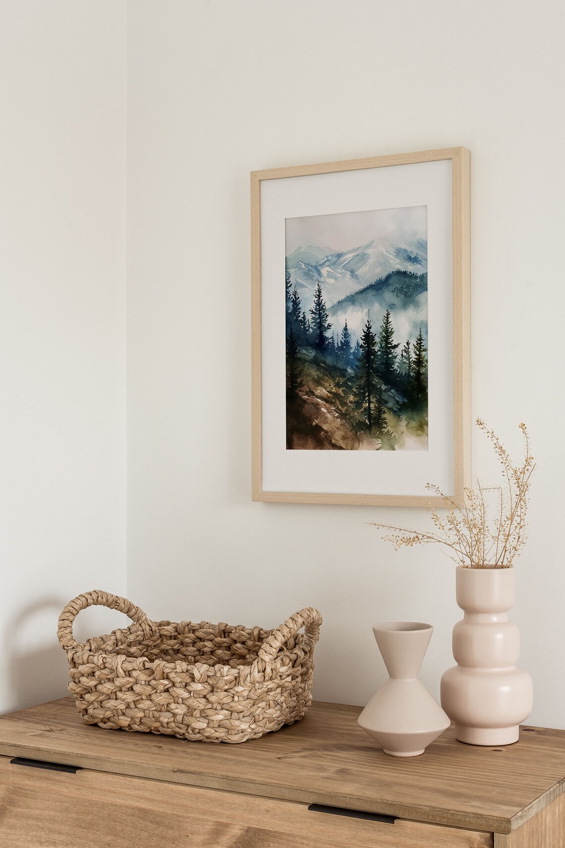 Pine Forest Blue Ridge Mountains Watercolor Art Print - Image 4