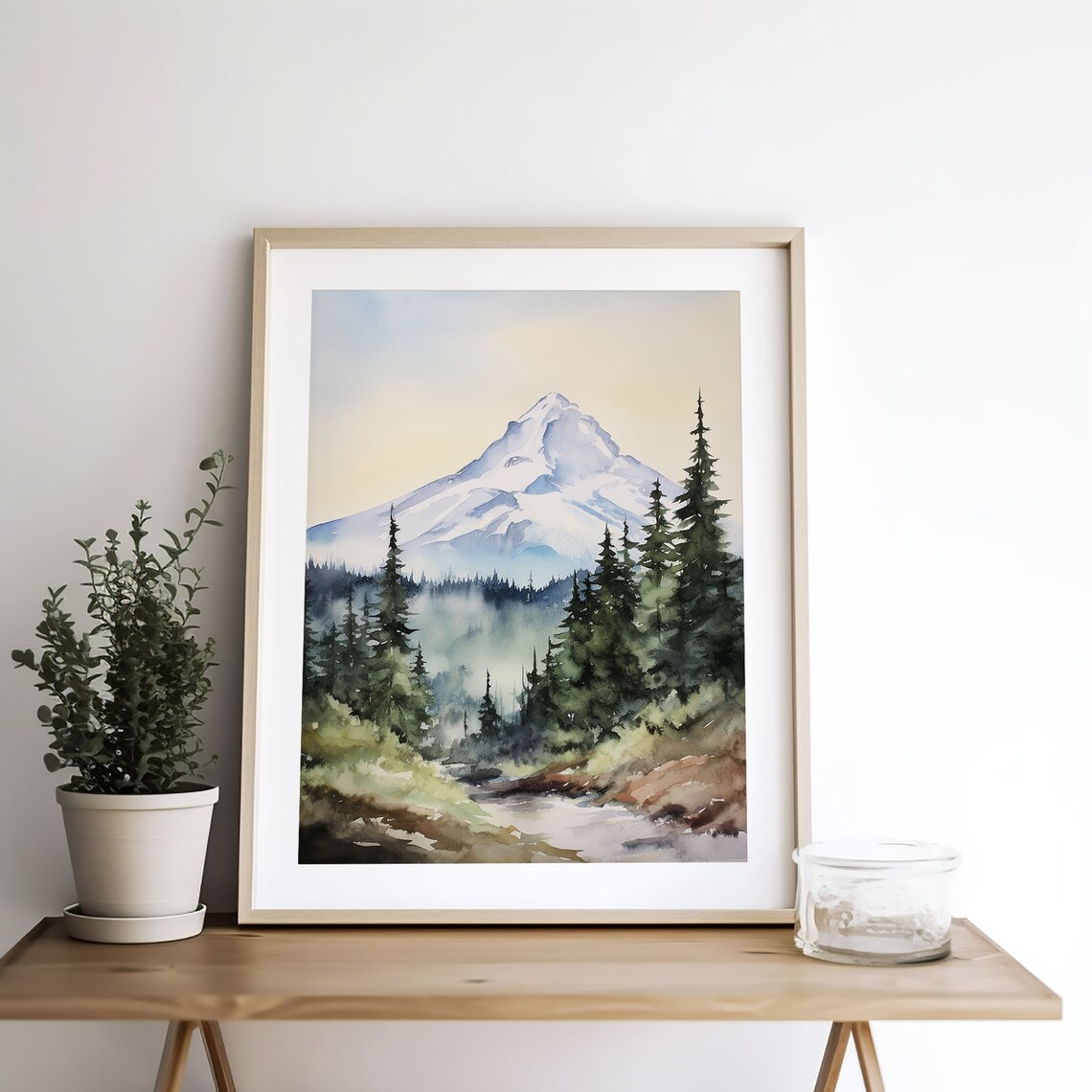Mount Bachelor Watercolor Mountain Valley Art Print - Image 5