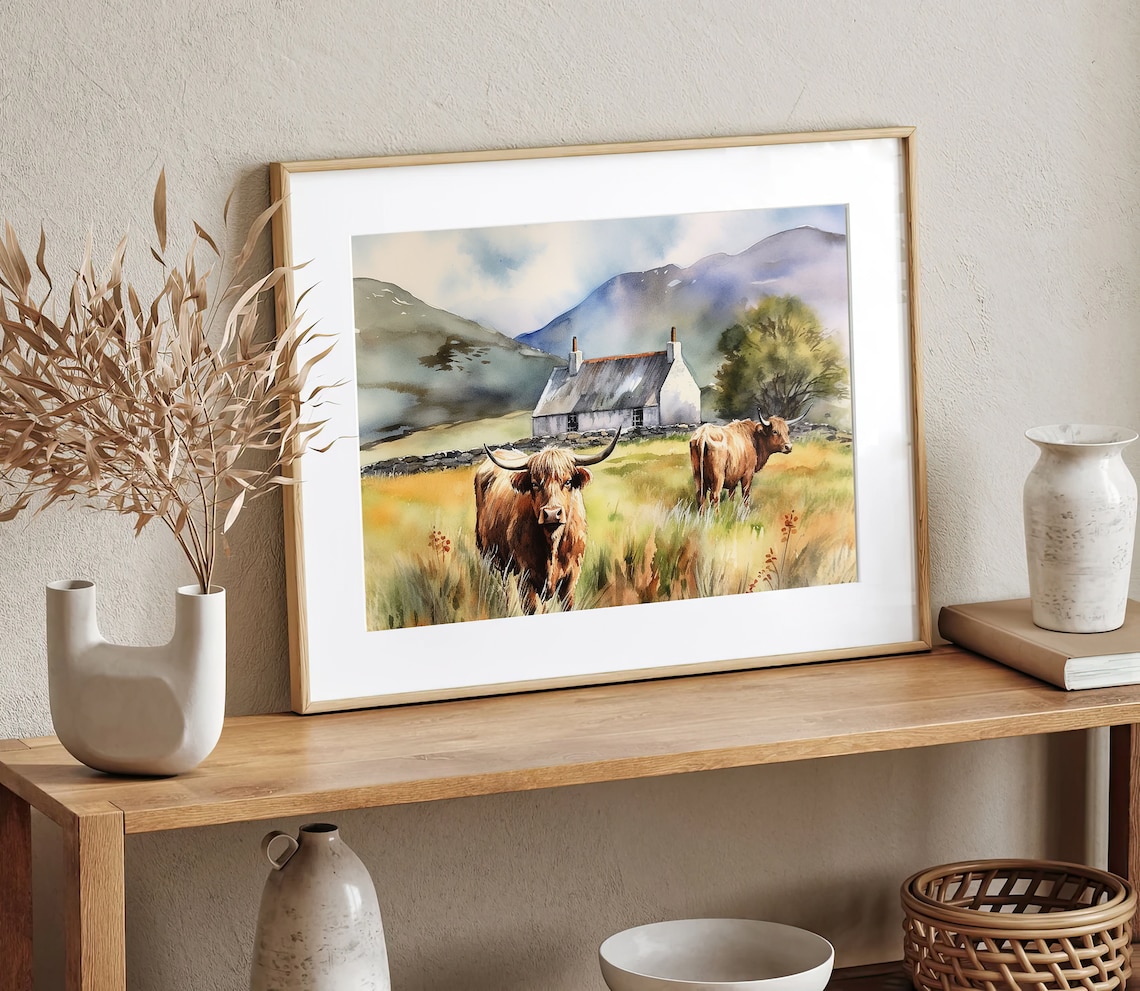 Scotland Highland Cow Watercolor Art Print, Isle Of Skye - Image 4