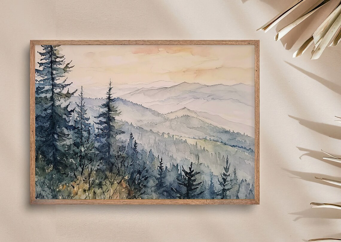 Great Smoky Mountains Watercolor Art Print - Image 4