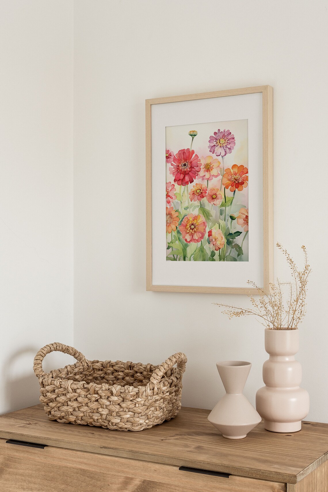 Zinnia Painting Watercolor Art Print, Farmhouse Decor - Image 4