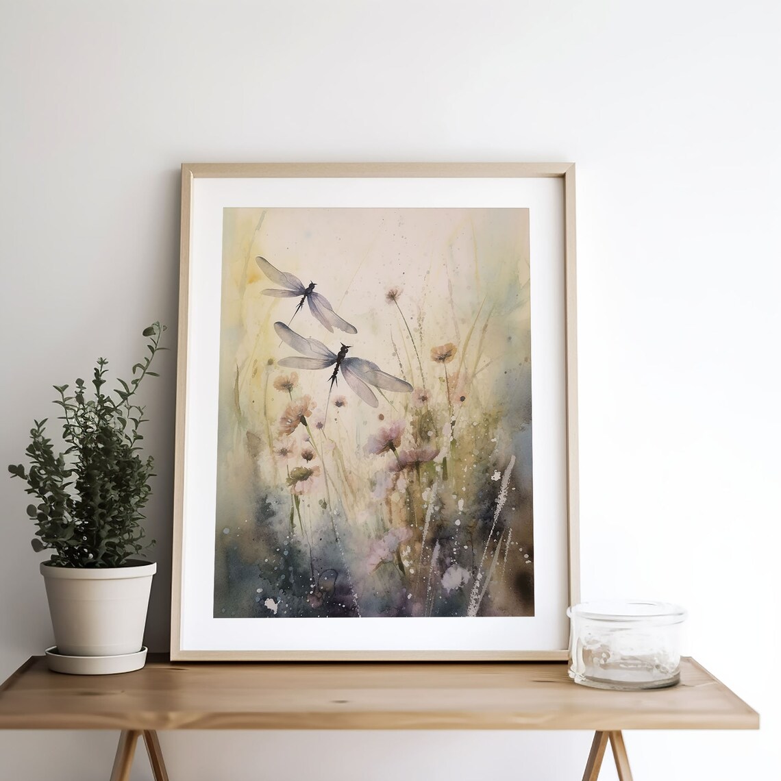 Dragonfly Painting with Wildflowers, Botanical Art Print - Image 4