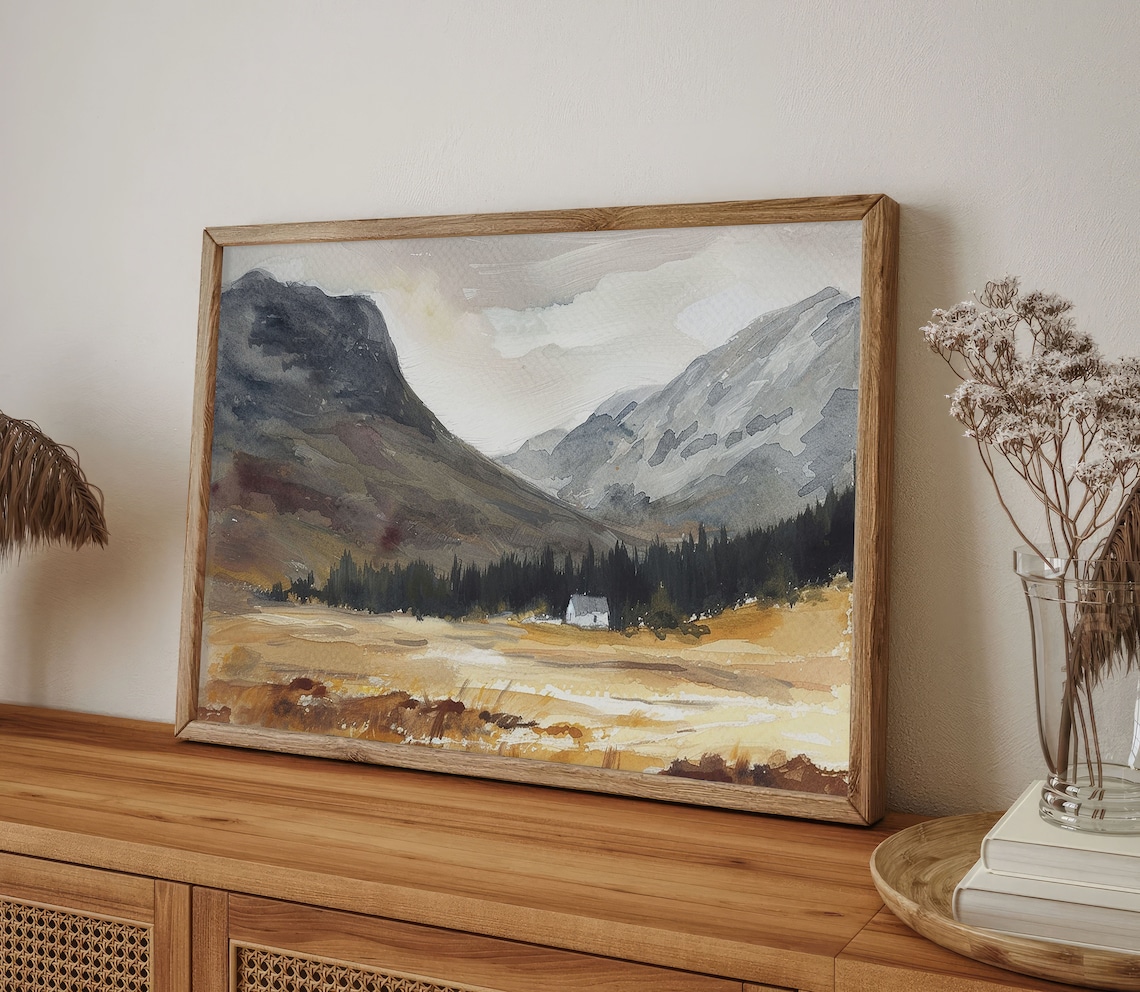 Hella Painting, Southern Iceland Mountain Landscape Art Print - Image 3