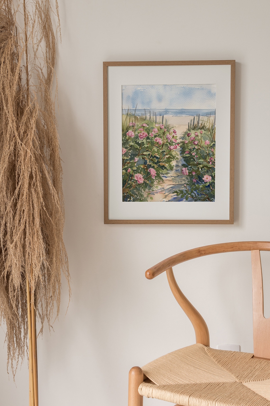 Cape Cod Beach Roses Watercolor Art Print - Image 3