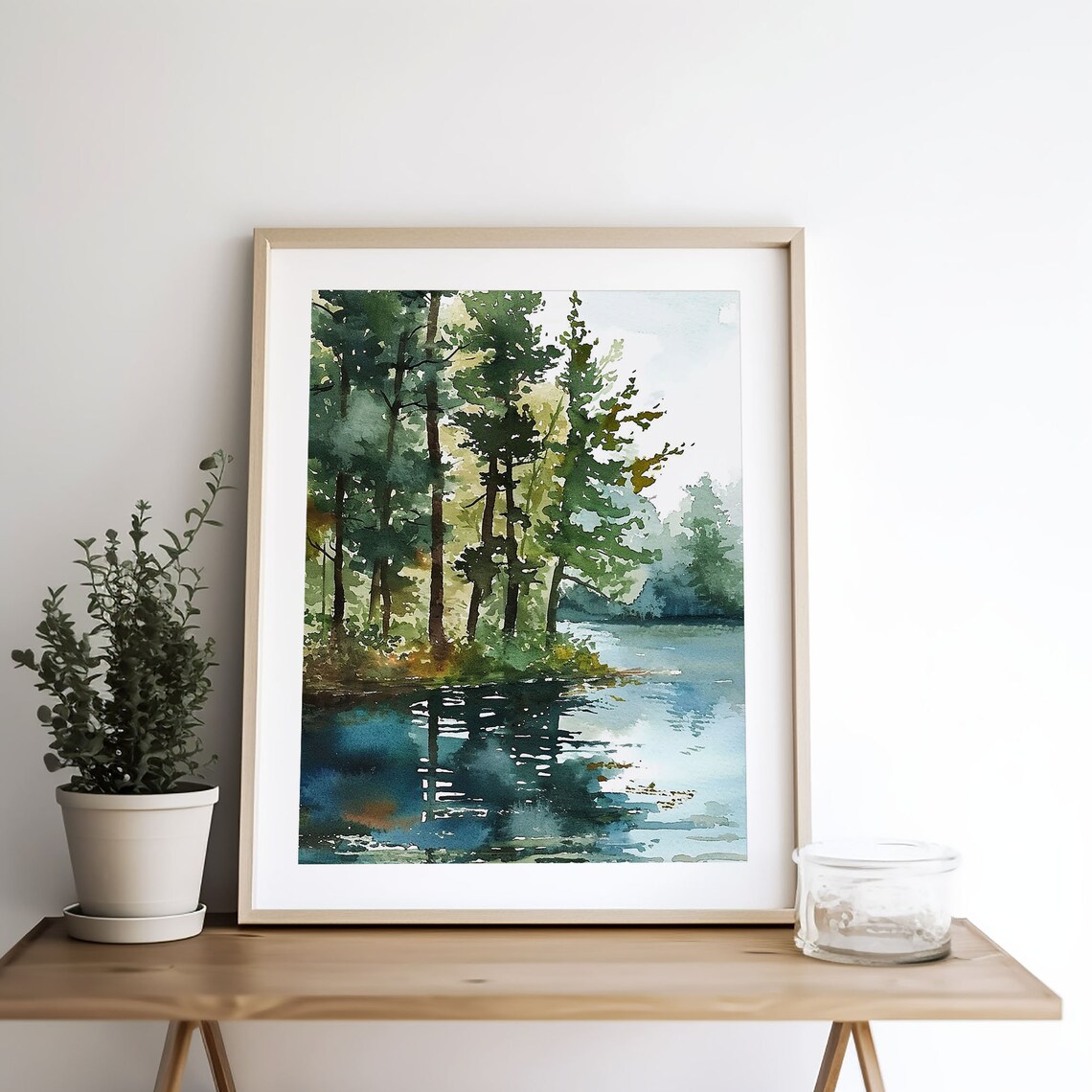 Finger Lakes Watercolor Forest Lake Art Print - Image 5