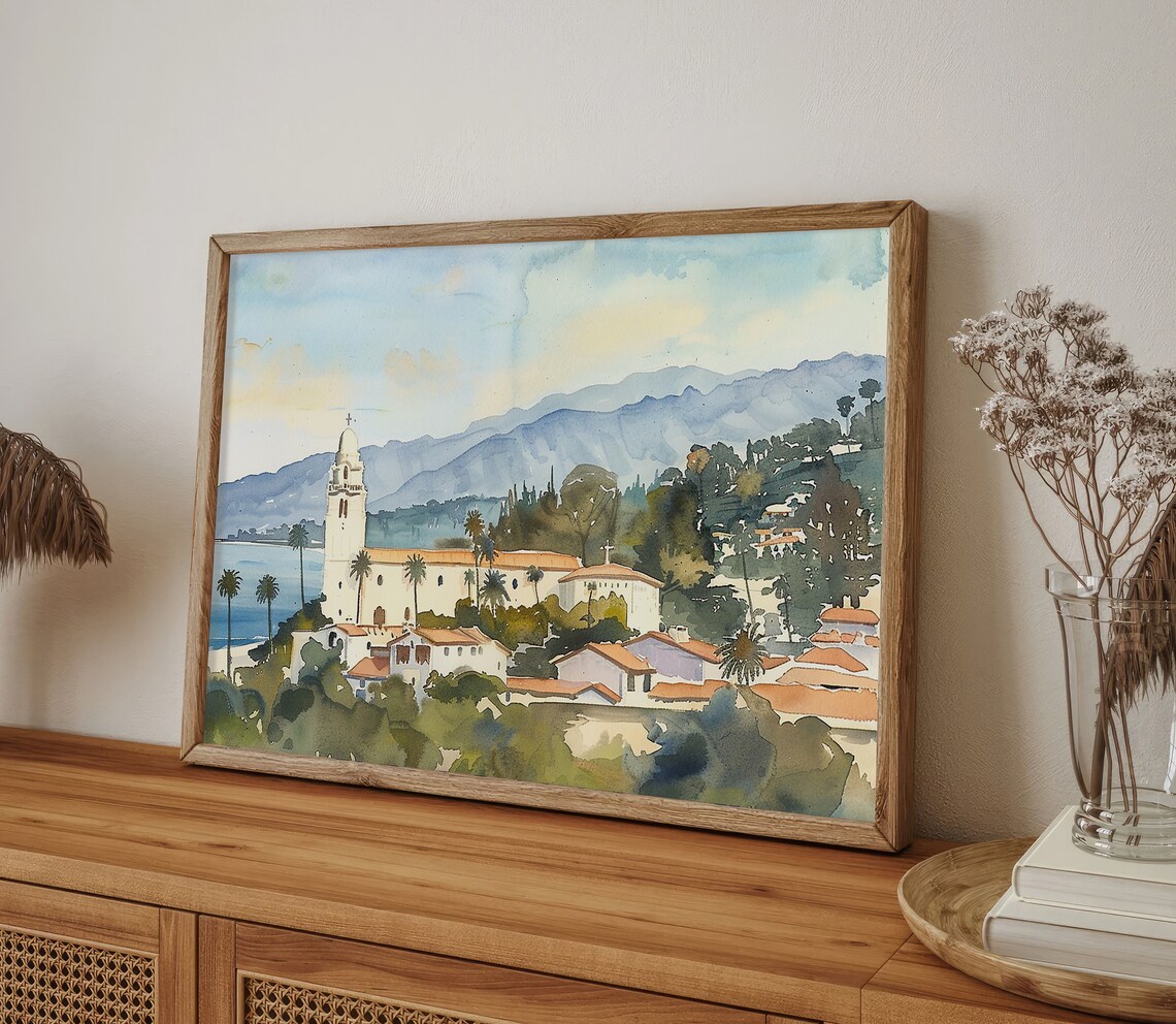 Santa Barbara Coastal Watercolor Art Print - Image 5