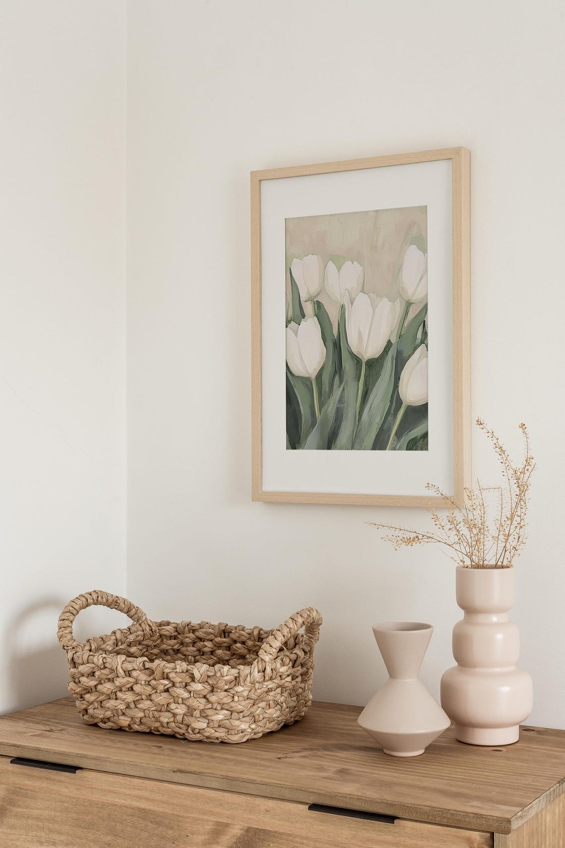 White Tulips Spring Garden Bloom Painterly Floral Still Life Poster - Image 3