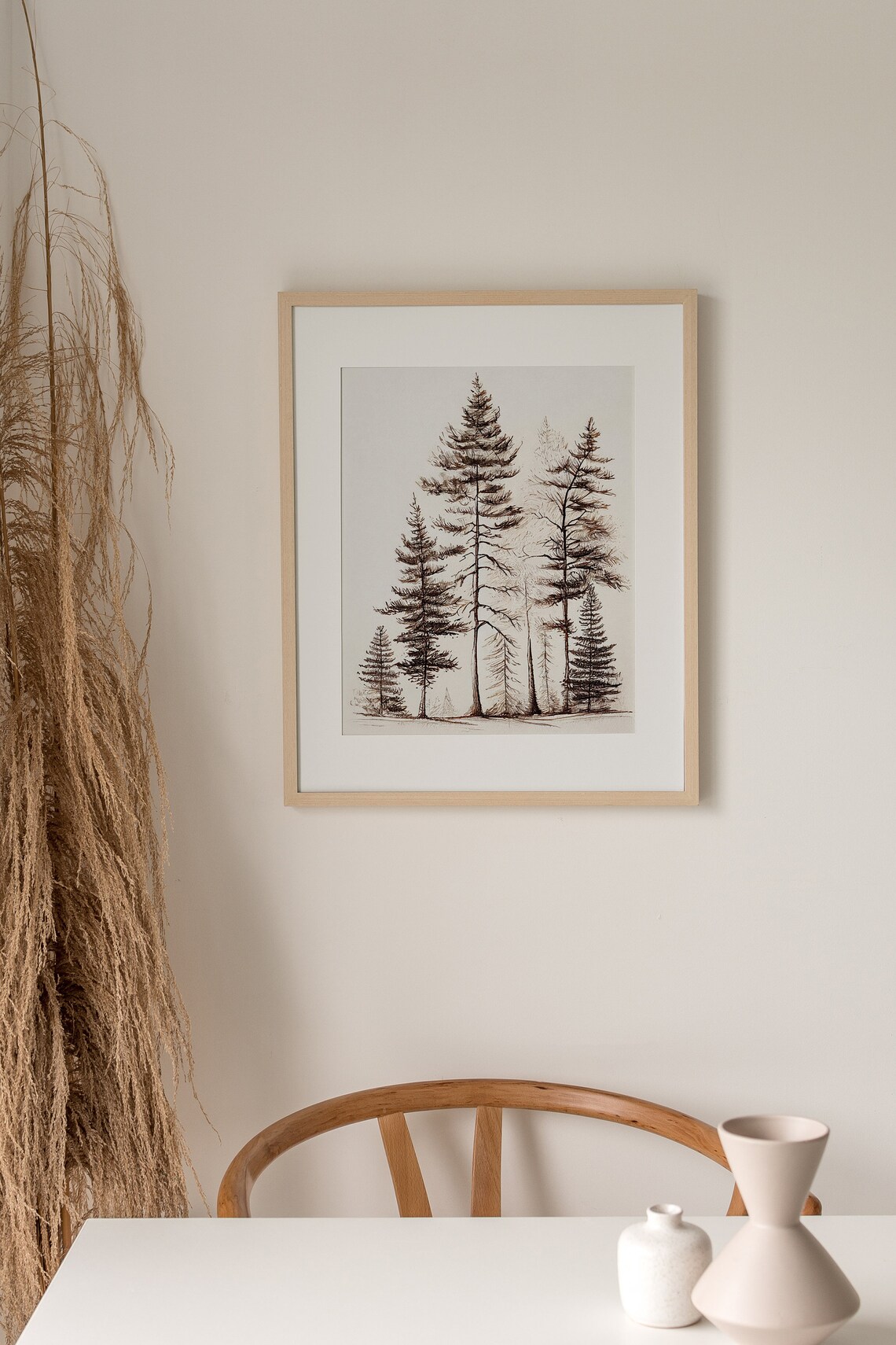 Pine Trees Watercolor Art Print, Lake House Decor - Image 5