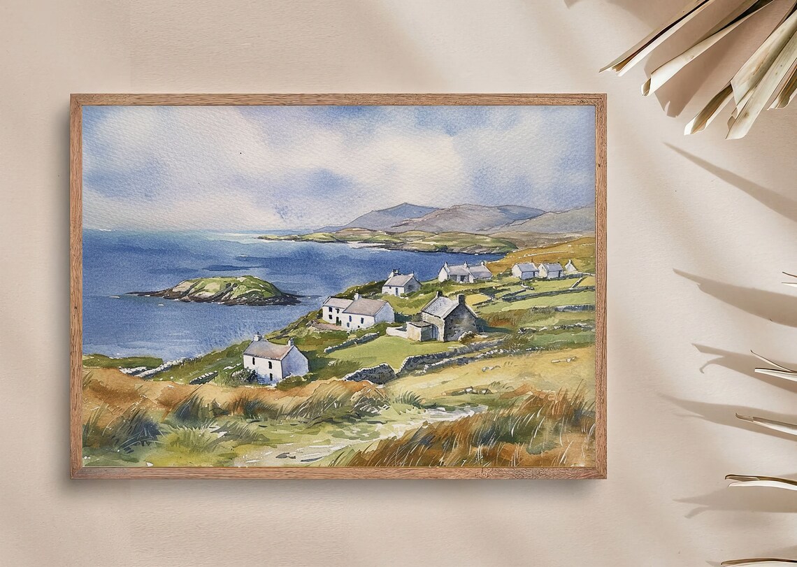 Ring Of Kerry Watercolor Art Print, Ireland Seascape - Image 4