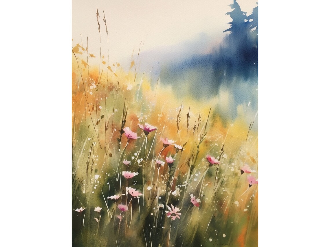 Wildflowers Watercolor Vermont Art Print, Mountain Flowers