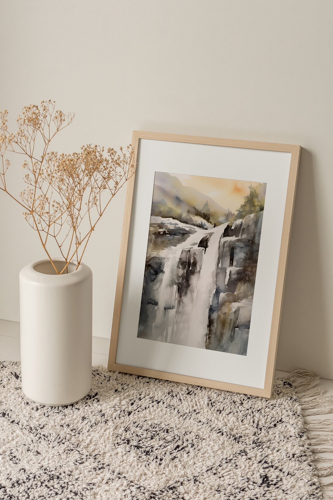 Mealt Falls, Isle Of Skye Watercolor Landscape Print - Image 2