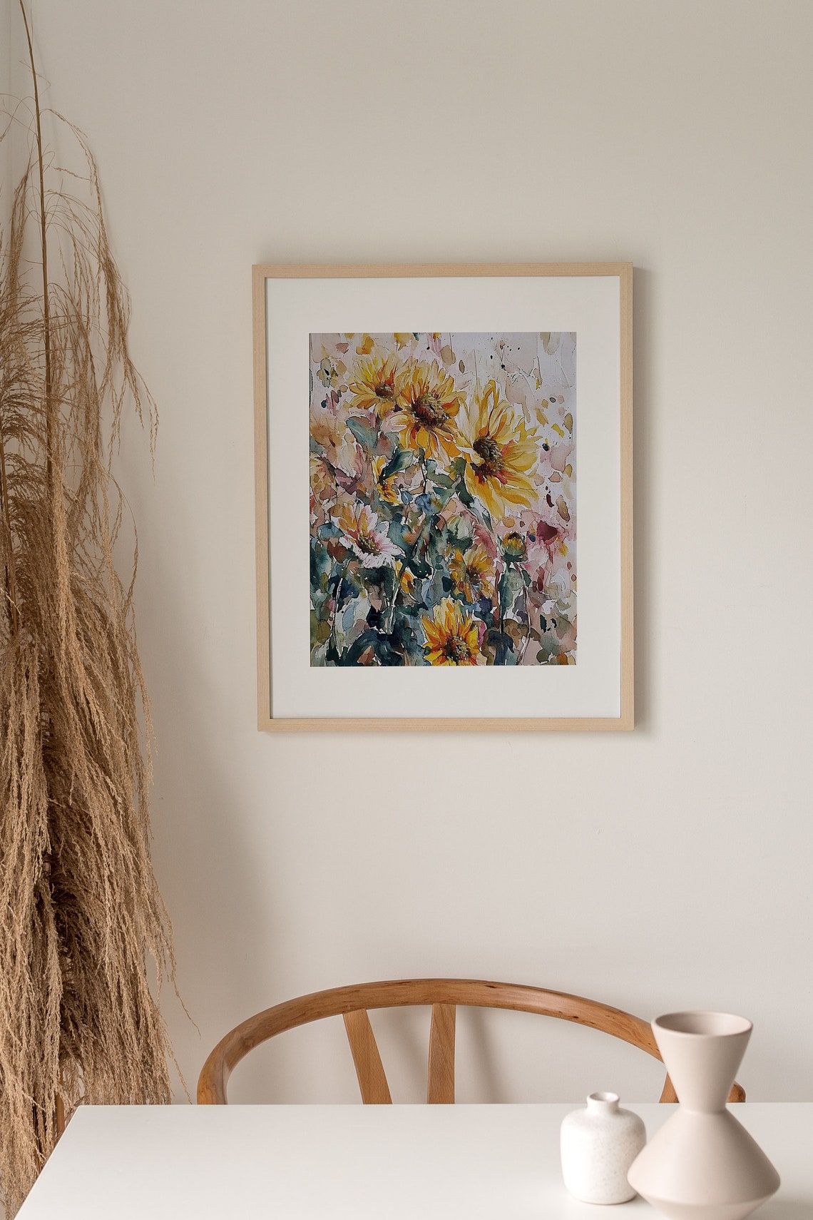 Wild Sunflower Field Golden Bloom Watercolor Floral Summer Poster - Image 3