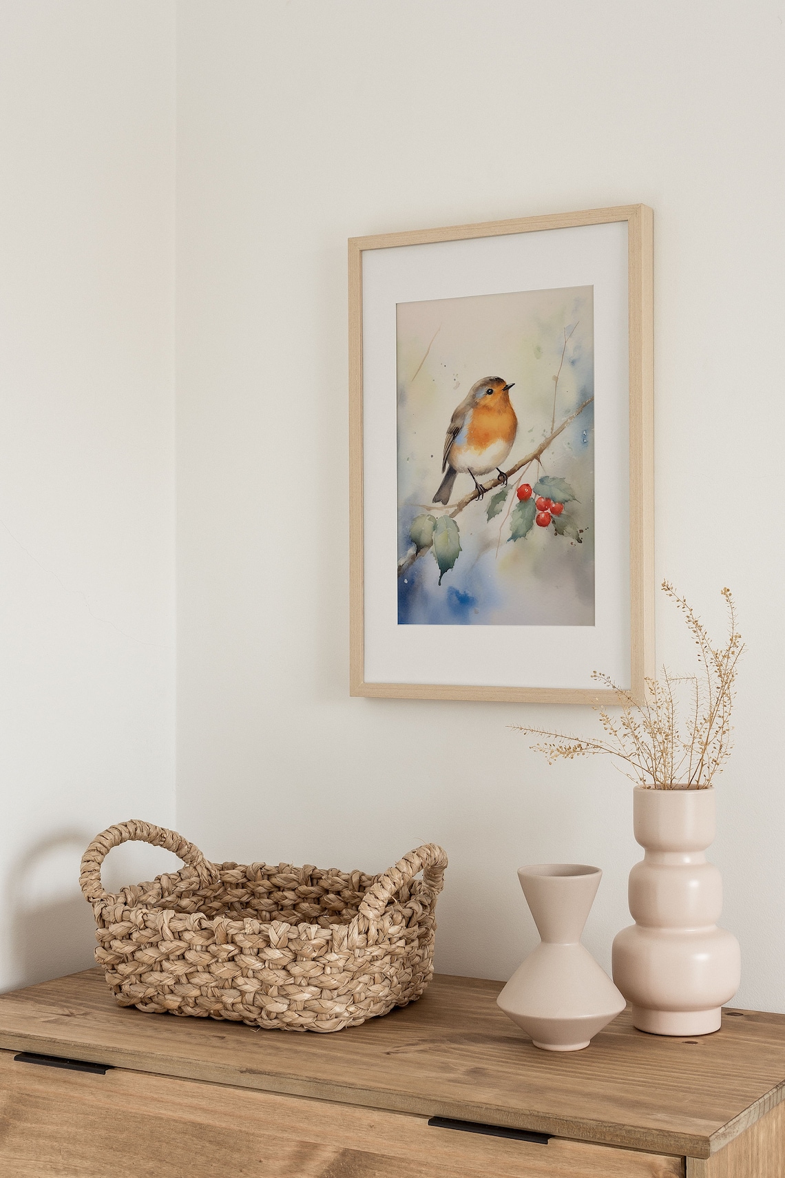 Robin Watercolor Bird Print, Farmhouse Wall Decor - Image 3