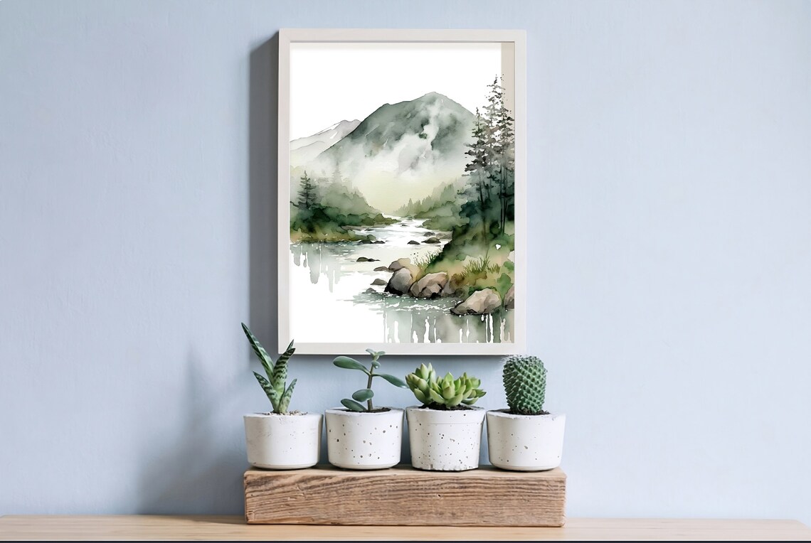Smoky Mountains Watercolor Forest Art Print - Image 4