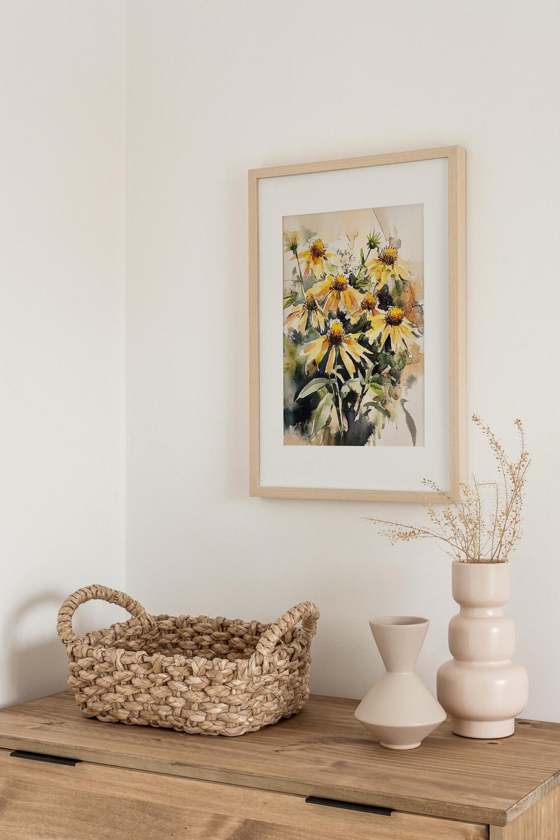 Yellow Coneflowers Wildflower Bouquet Watercolor Floral Poster - Image 3