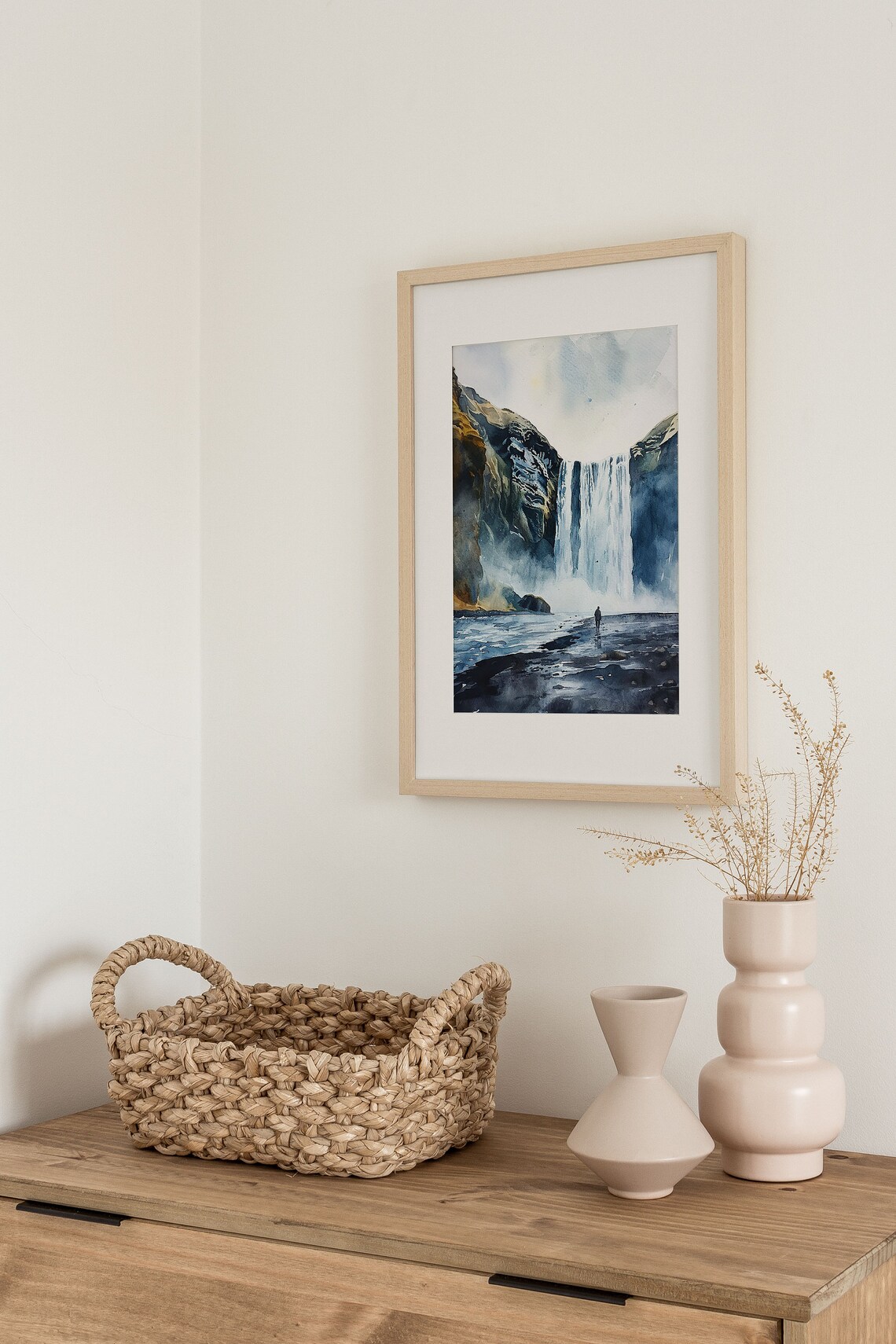 Skogafoss Waterfall Watercolor Art Print, Icelandic Landscape - Image 4