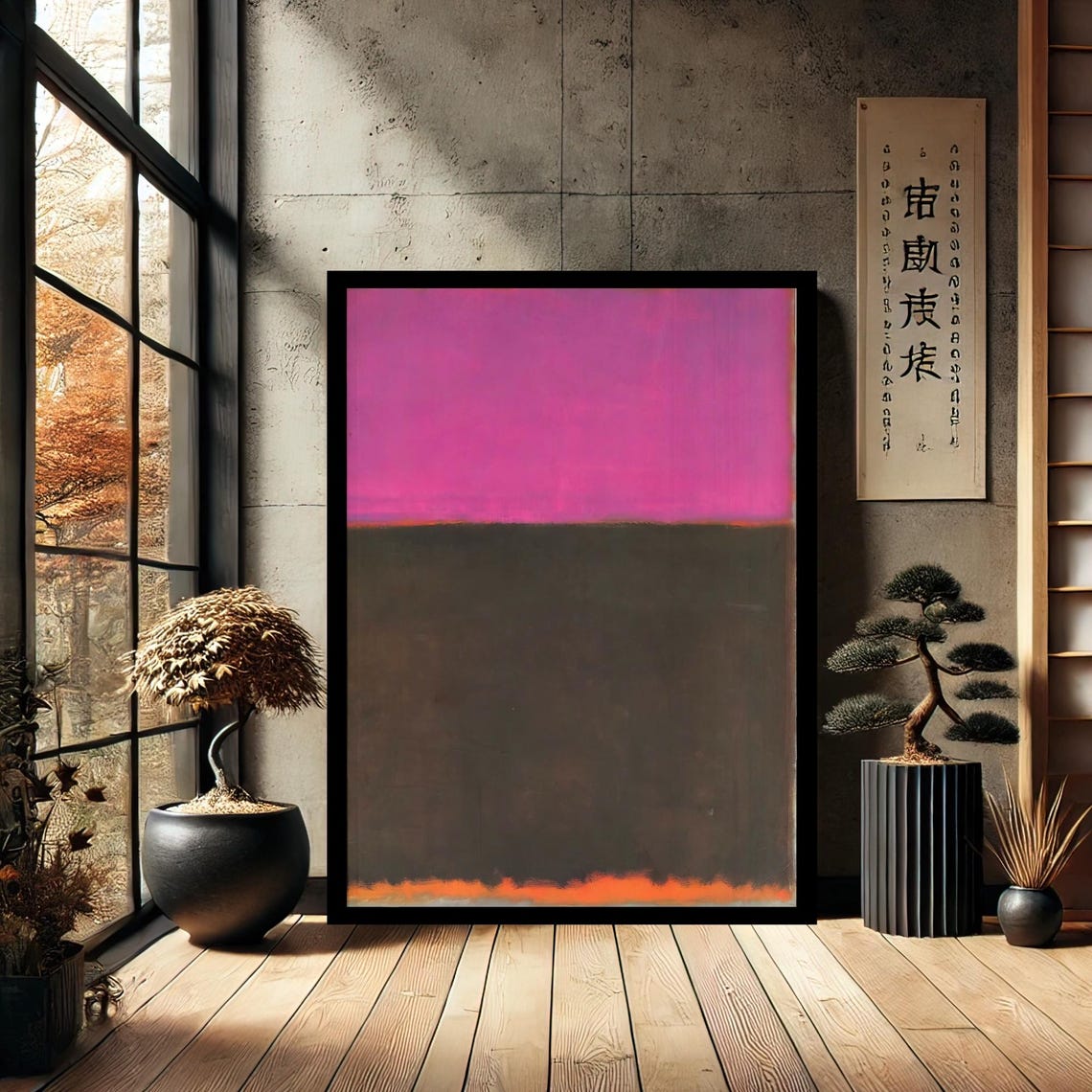 Rothko Style Magenta Gray Color Field Abstract Modern Art Poster