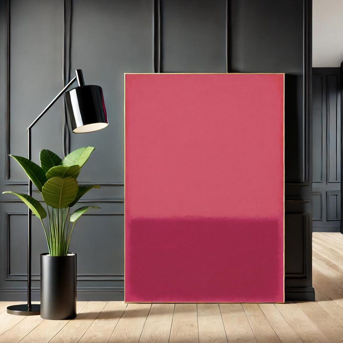 Pink Magenta Color Field Minimalist Abstract Canvas Wall Art