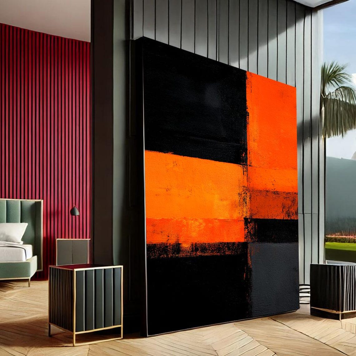 Mark Rothko Inspired Orange Black Abstract Color Field Art Poster