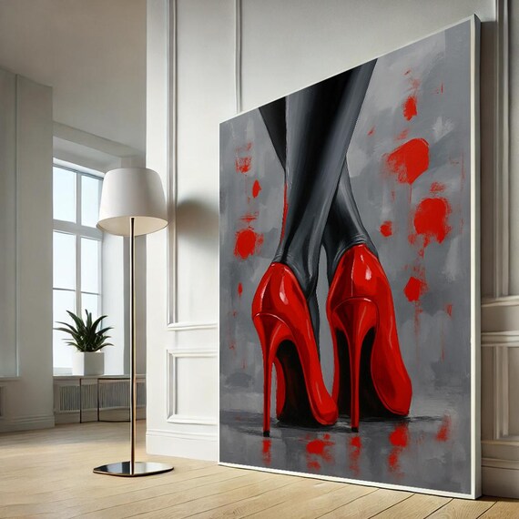 Red High Heels Black Stockings Pop Art Glamour Fashion Painting Poster