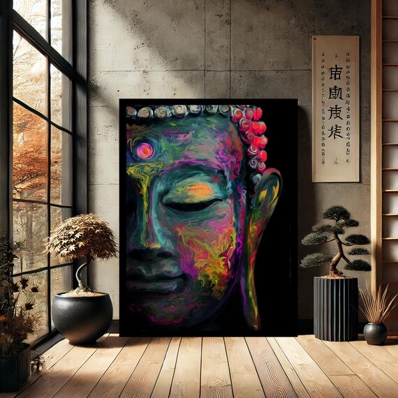 Colorful Buddha Buddhism Canvas Print Painting Wall Art Modern Abstract Home Decor
