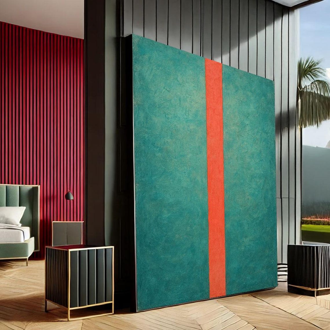 Mark Rothko Inspired Green And Red Abstract Color Field Print