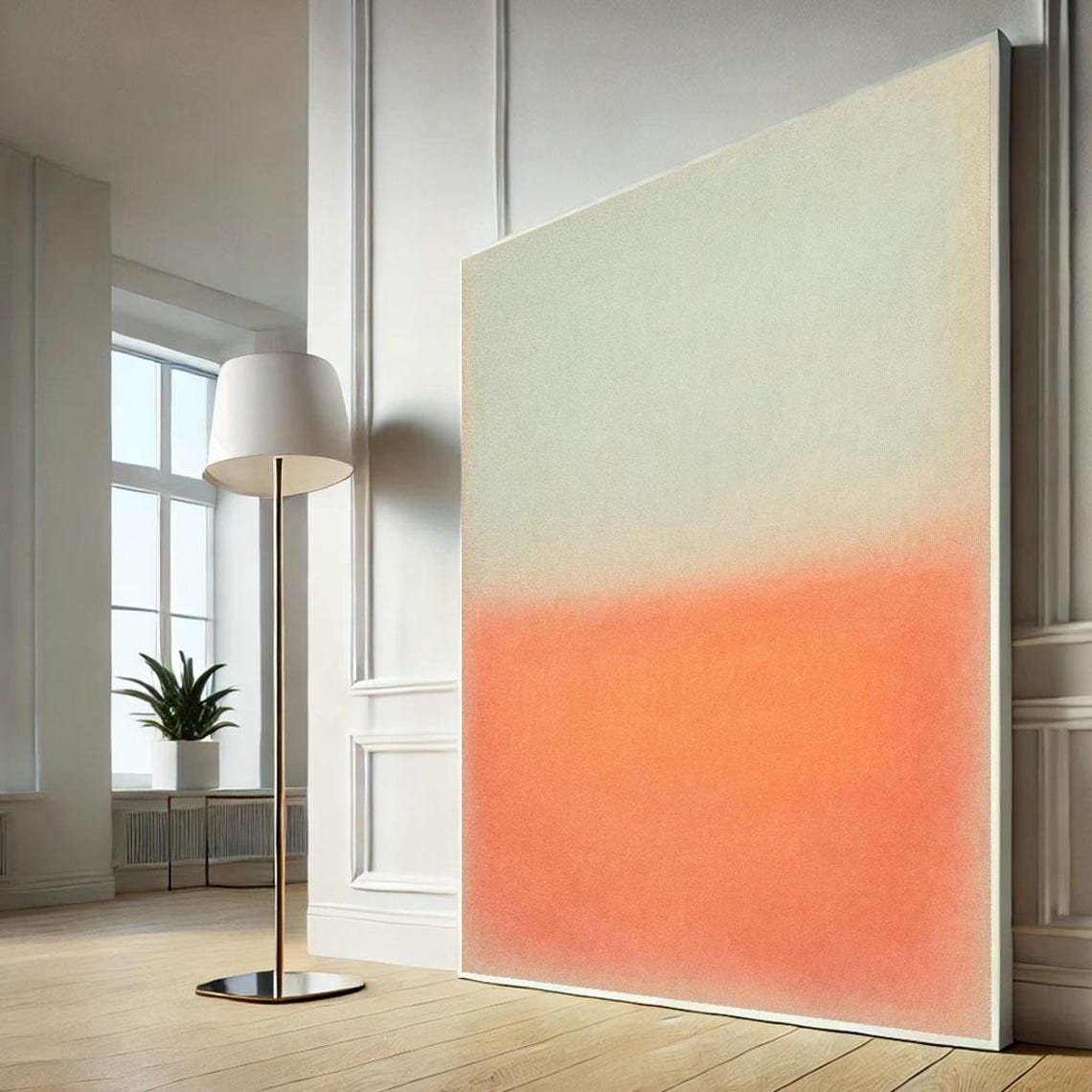 Orange And Beige Abstract Color Field Canvas Style Modern Wall Art