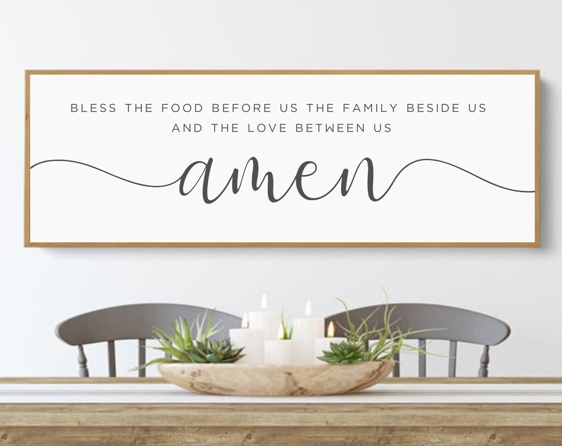 Bless the Food Before Us Family Grace Prayer Dining Room Poster