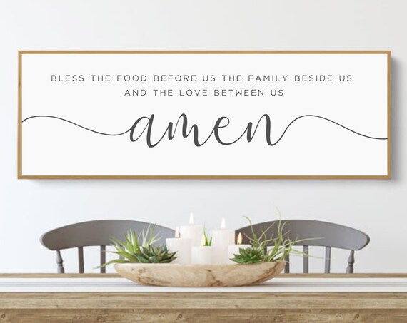 Bless the Food Before Us Family Grace Prayer Dining Room Poster