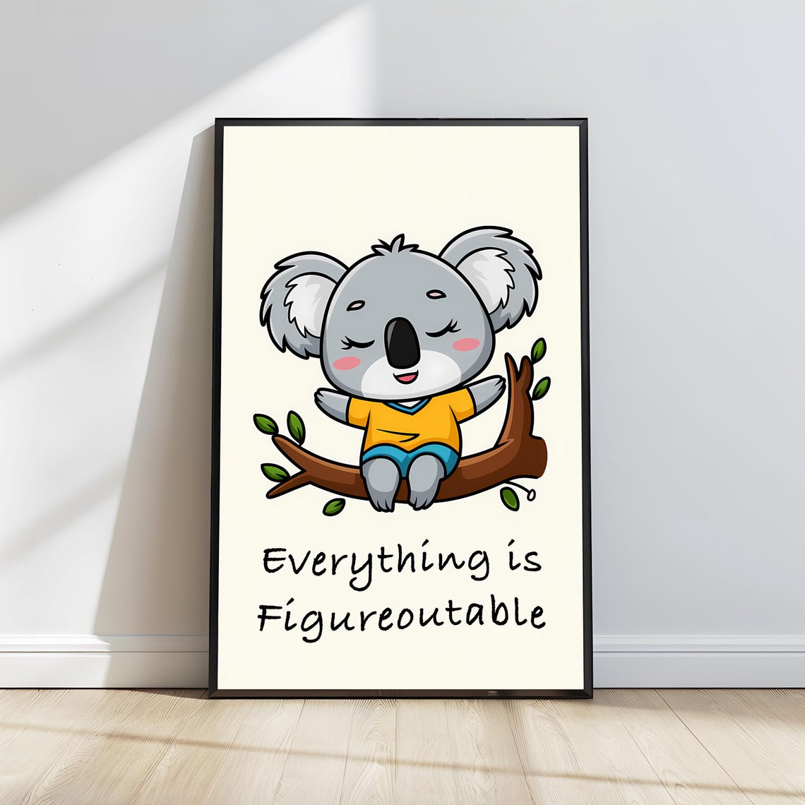 Everything Is Figureoutable Cute Koala Branch Quote Wall Poster