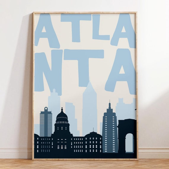 Atlanta Skyline Minimalist Art Print, Georgia Cityscape