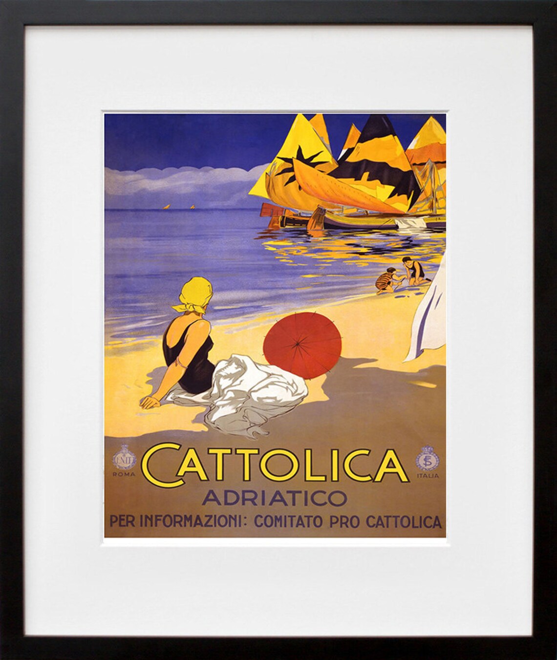 Cattolica Adriatico Vintage Italian Beach Sailboat Travel Poster - Image 2