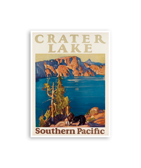 Crater Lake Poster National Park Art Oregon Travel Poster Maurice Logan Xr3682a