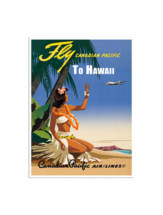 Hawaii Travel Poster Vintage Hawaiian Art Tourism Print Xr4607