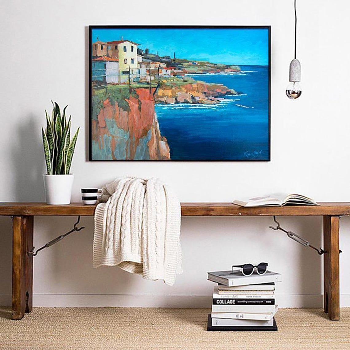 Mediterranean Cliffside Village Colorful Houses Ocean View Poster - Image 4