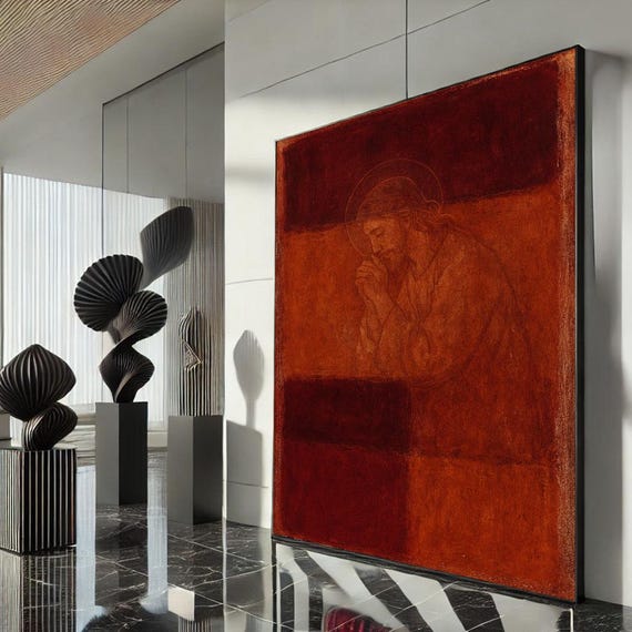 Rothko Style Red And Brown Canvas Wall Art Print Bold Abstract Living Room Decor Statement Piece