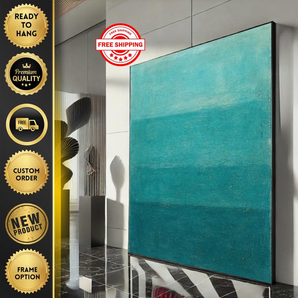 Rothko-Style Teal Blue Textured Color Field Minimalist Poster