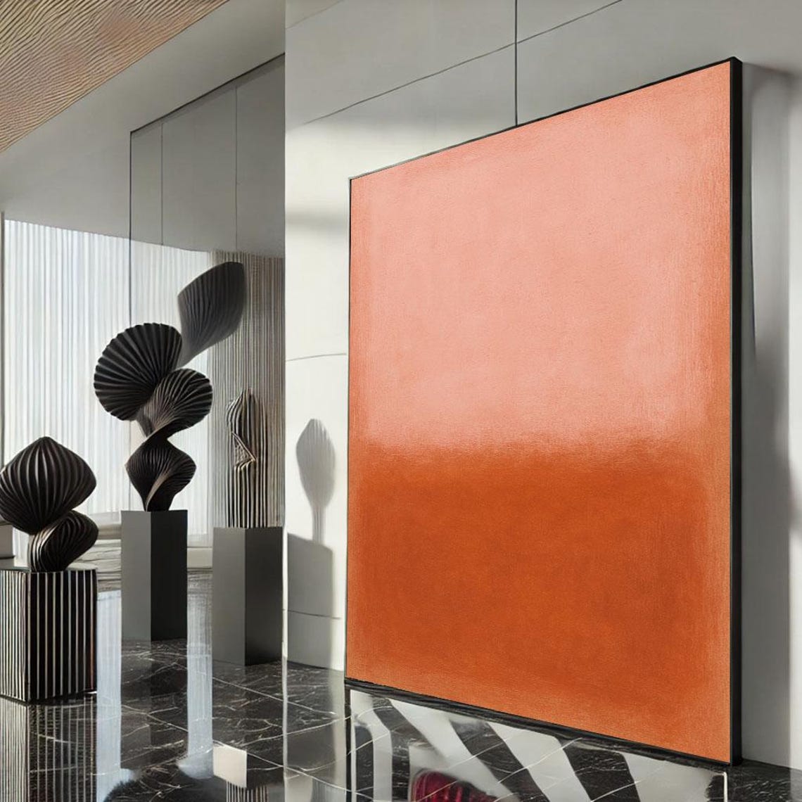 Coral And Burnt Orange Two Tone Abstract Color Field Art Poster