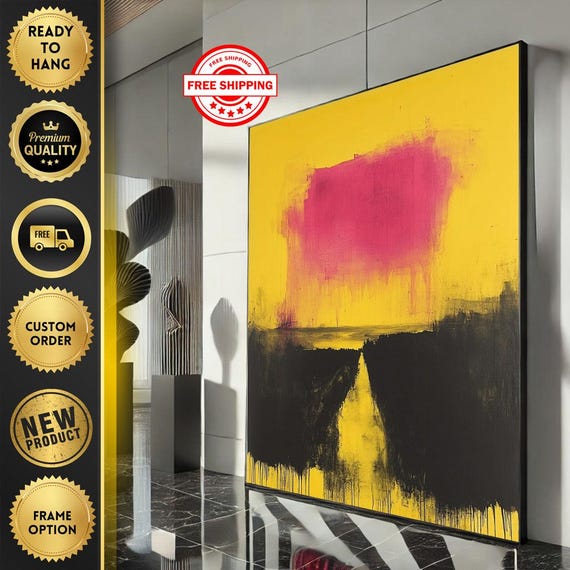 Mark Rothko Inspired Red And Yellow Canvas Wall Art Print Bold Abstract Living Room Decor Statement Piece