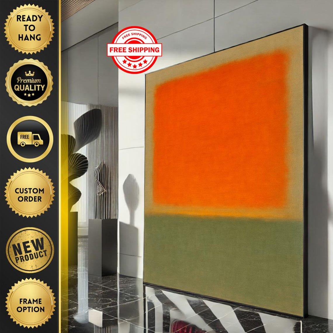 Rothko Inspired Orange and Green Color Field Modern Abstract Art Print