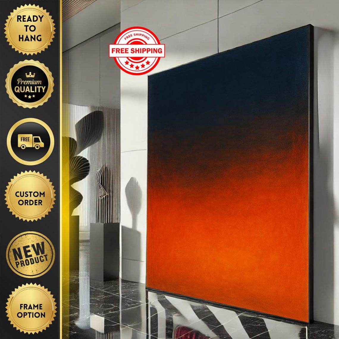 Mark Rothko Inspired Black To Ember Orange Gradient Art Poster