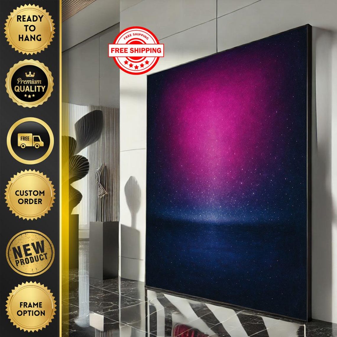 Pink Blue Cosmic Gradient Abstract Color Field Modern Art Poster