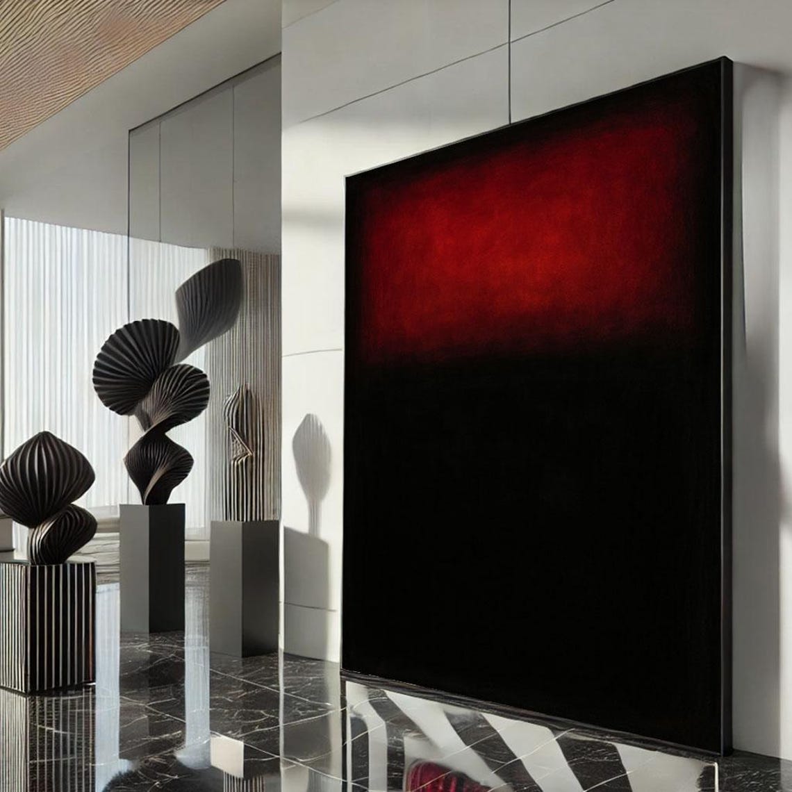 Red And Black Color Field Abstract Minimalist Bold Artwork Poster