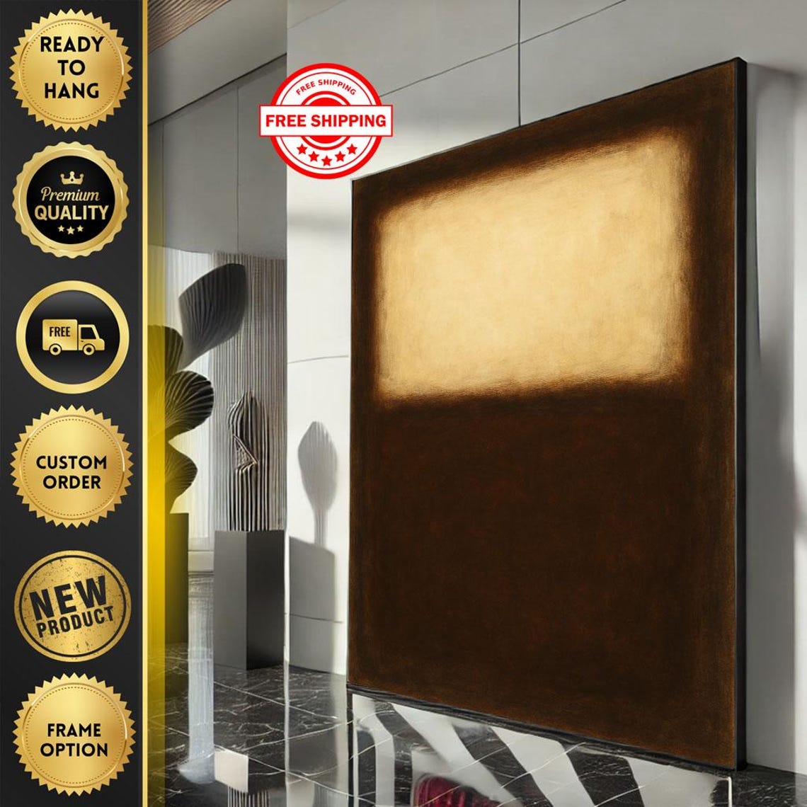 Rothko-Style Warm Cream Glow Over Deep Brown Color Field Poster
